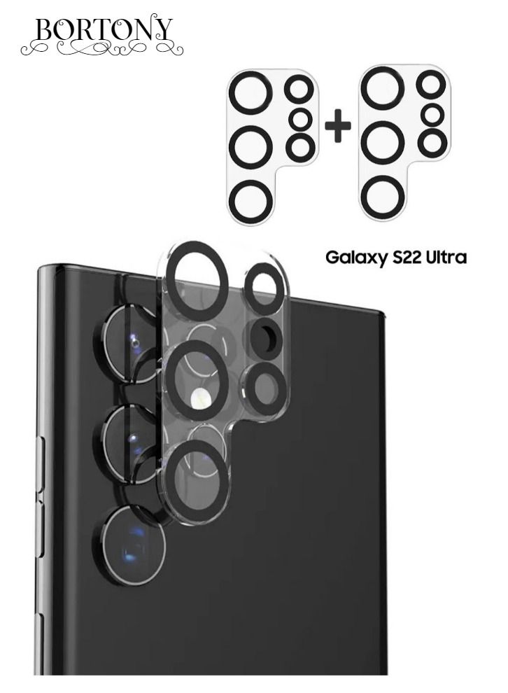 BORTONY Samsung Galaxy S22 Ultra Pack Of 2 Camera Lens Protector Scratch Resistant Tempered Glass - Image 1