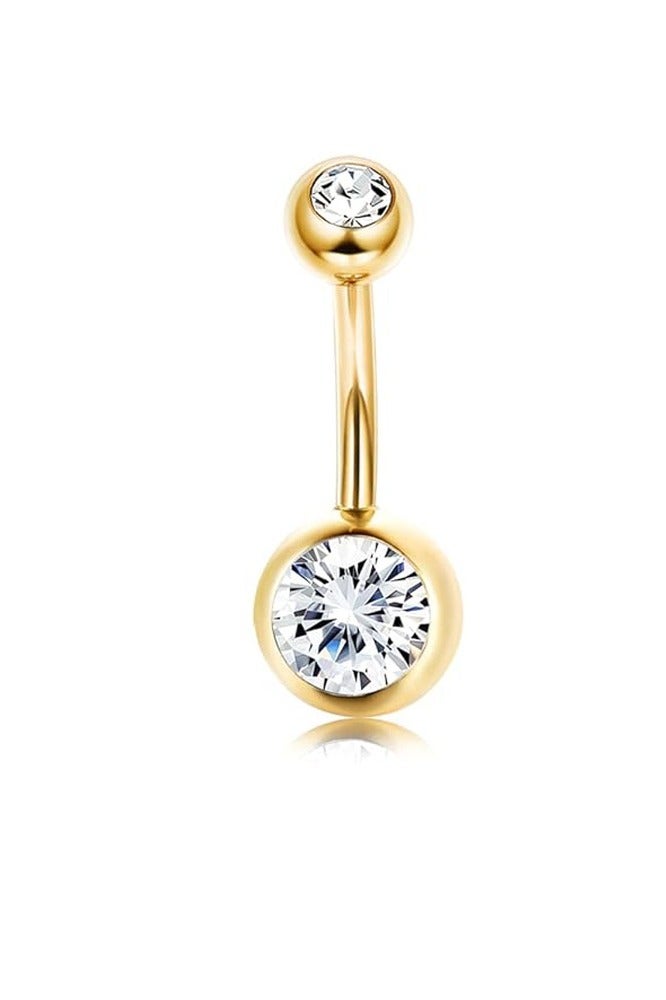 مجموعة إبر سرة 5 قطع من الاستانلس ستيل الذهبي القصير - بتصميم فراشات أنيقة