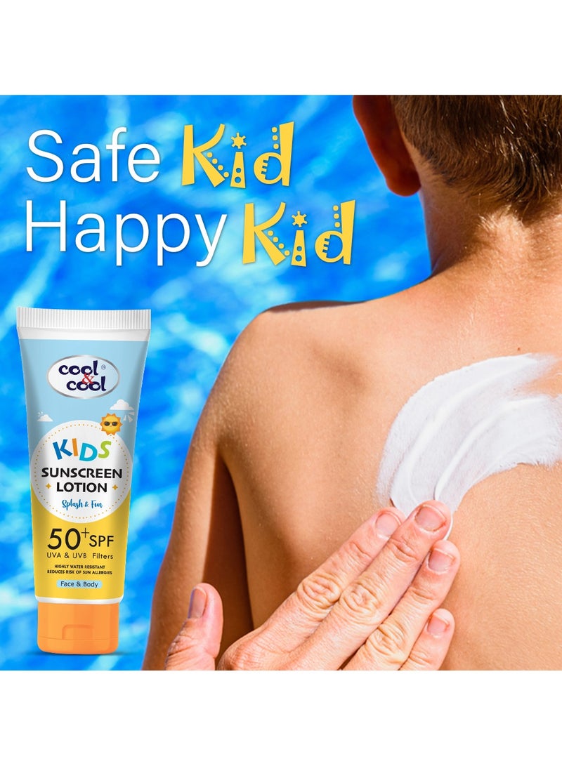 Cool & Cool Cool & Cool Kids Sunscreen Lotion 50+ SPF with UVA & UVB Filters | Protects Against Skin Damage | Reduces Sun Allergies | For Face & Body | 100ml - Image 4