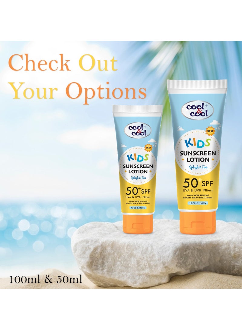 Cool & Cool Cool & Cool Kids Sunscreen Lotion 50+ SPF with UVA & UVB Filters | Protects Against Skin Damage | Reduces Sun Allergies | For Face & Body | 100ml - Image 5