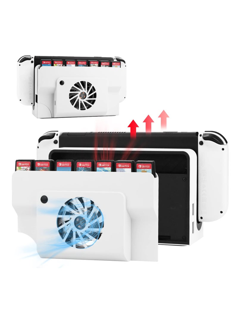 general Cooling Fan for Nintendo Switch OLED, Cooler Replacement Dock Accessories with Blue Light  Type-C Cable, ABS Cooling Dock with Game Card Slot for Switch OLED Dock HEG-007 - Image 1
