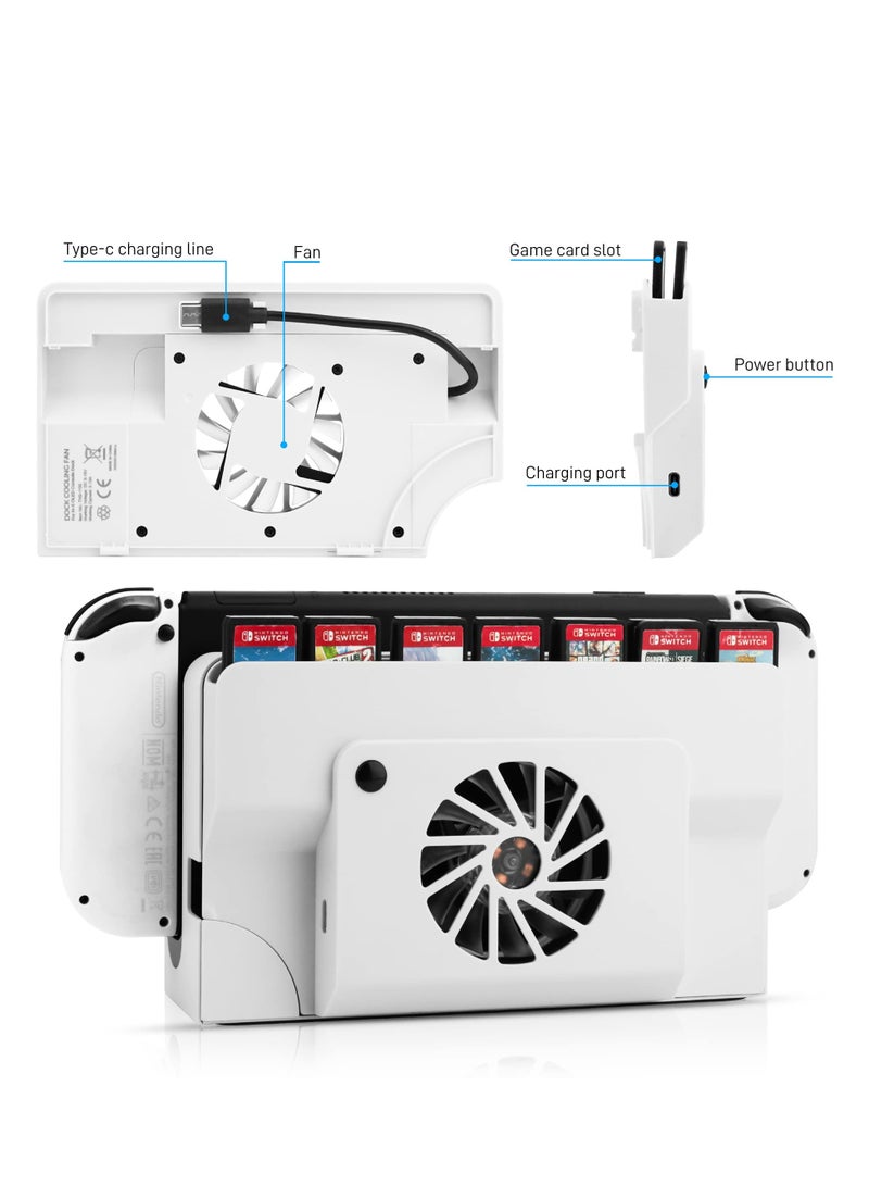 general Cooling Fan for Nintendo Switch OLED, Cooler Replacement Dock Accessories with Blue Light  Type-C Cable, ABS Cooling Dock with Game Card Slot for Switch OLED Dock HEG-007 - Image 3