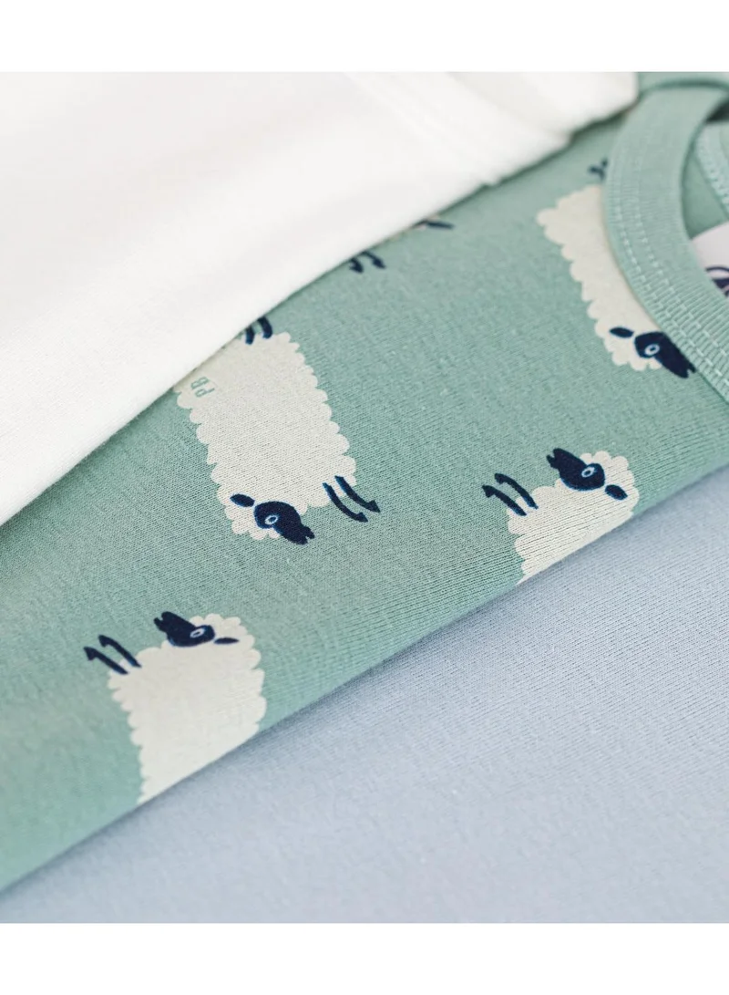 بيتي باتو Babies' long-sleeved sheep print cotton bodysuits - 3-Pack