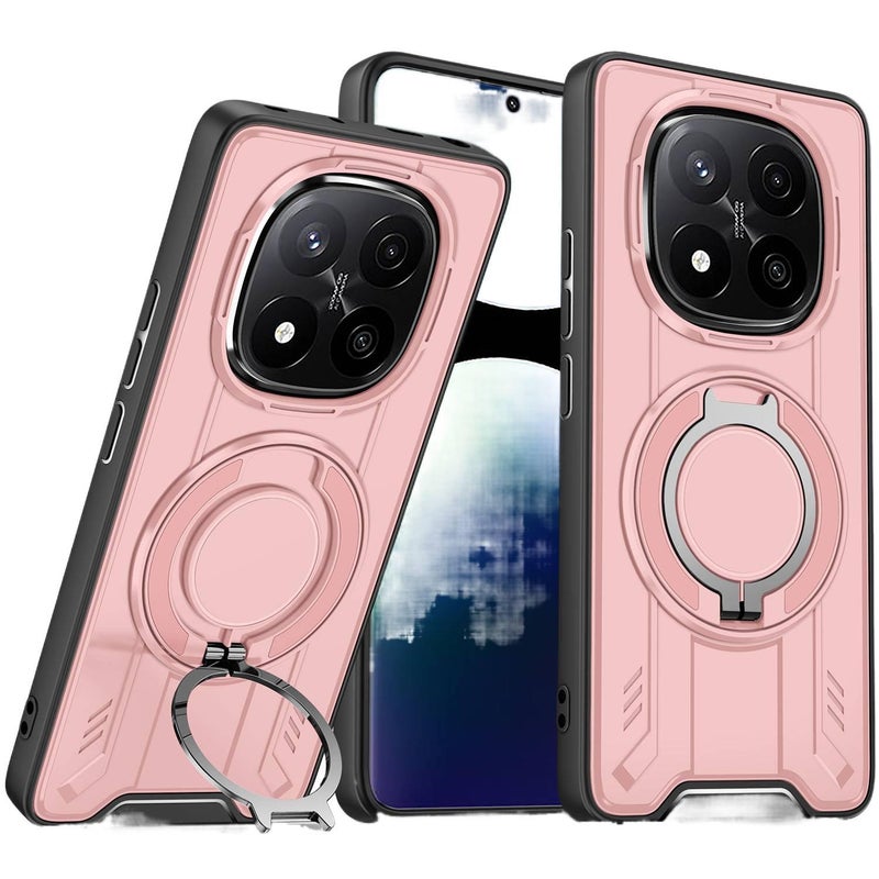 BB غطاء MagSafe بTPU لـ Redmi Note 13 Pro مع مقاوم للصدمات وحماية من السقوط مع مقاوم للصدمات مع حامل قائم مع مغناطيس قوي باللون وردي مغناطيسي بوظيفة حامل من مادة TPU باللون الوردي با. - Image 1