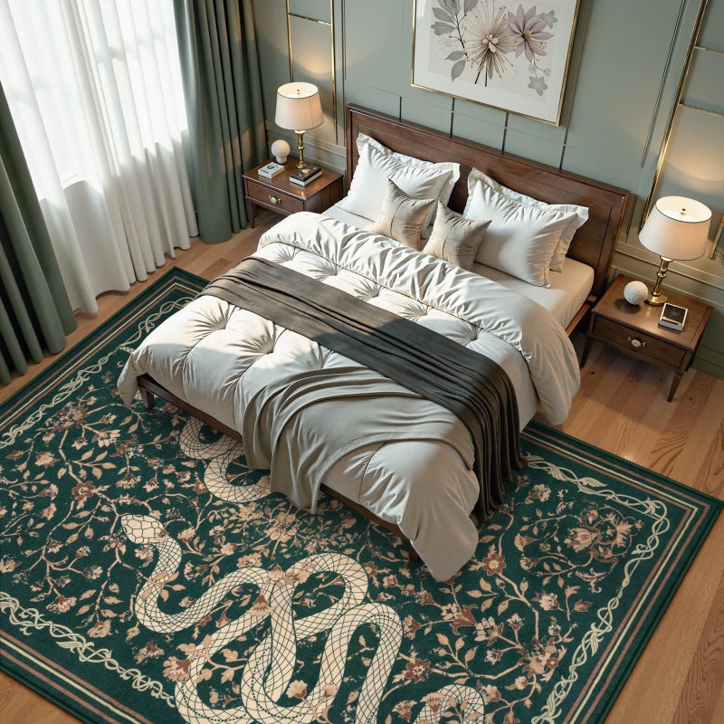 LIVEBOX Washable Area Rug 8x10 - Large Snake Living Room Rugs, Soft Green Rug for Bedroom, Non-Slip Indoor Carpet for Dining Room Home Office - Image 2
