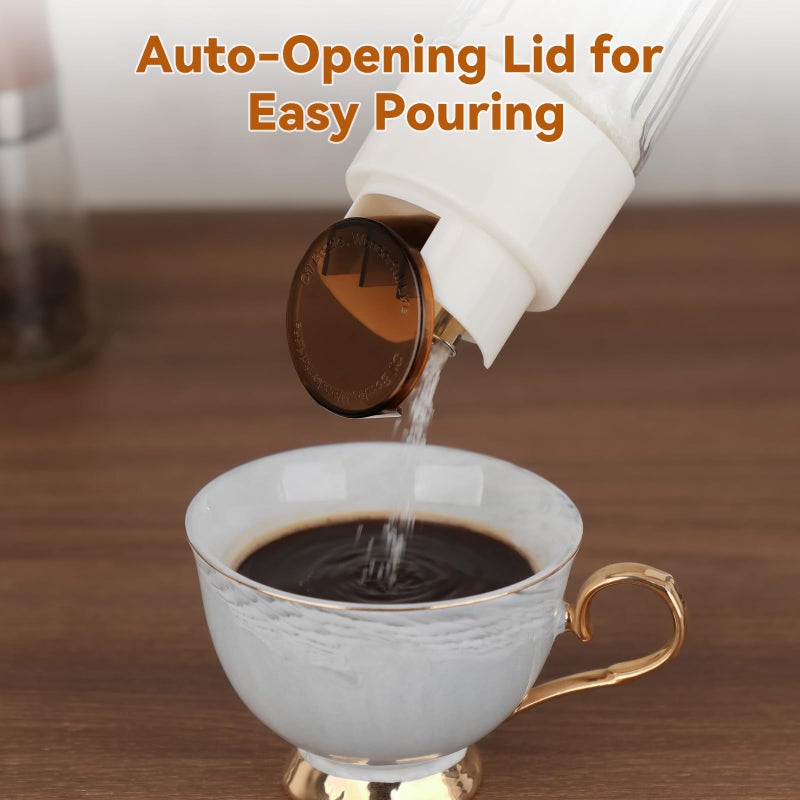 NiHome 16.9 OZ Sugar Dispenser with Automatic Pouring Switch for Home, Kitchen, Coffee Station, Large Capacity Glass Jar for Sugar, Coffee Creamer, Salt, Food-Grade Glass with Anti-Slip Ribbed Design - Image 2