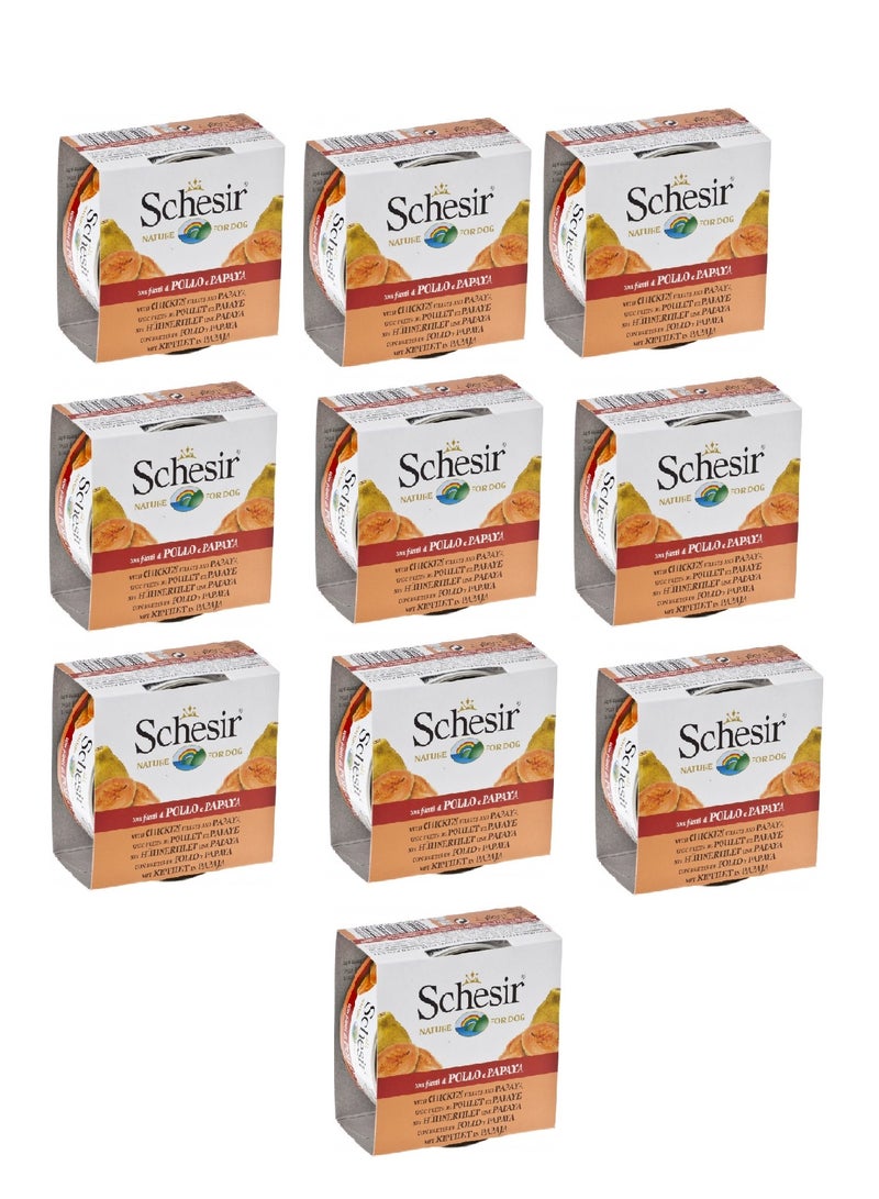 Schesir 10PC Dog Wet Food-Chicken Fillets With Papaya 150g - Image 1