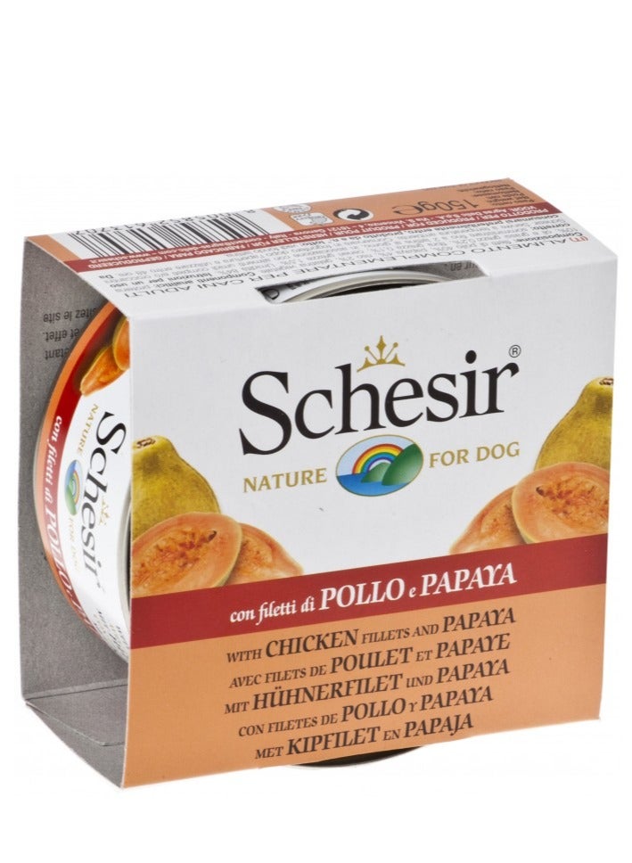 Schesir 10PC Dog Wet Food-Chicken Fillets With Papaya 150g - Image 2