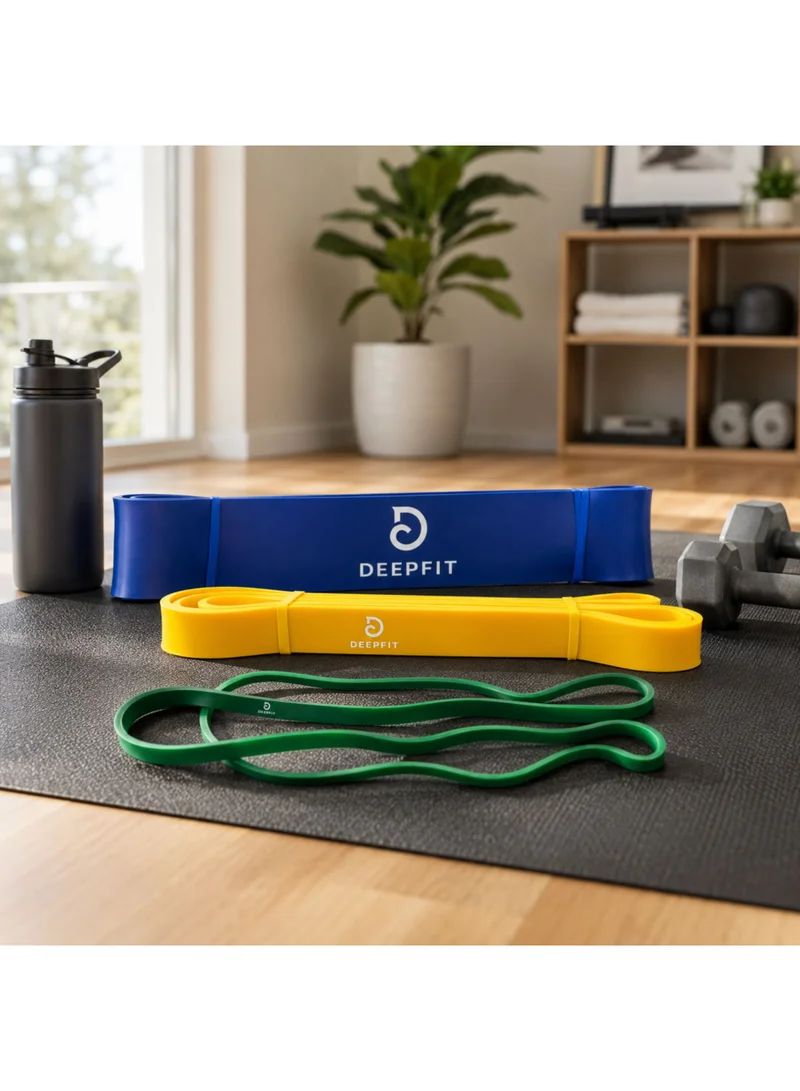 DEEPFIT DEEPFIT Long Loop Resistance Band Set (Pack of 3) – Heavy, Medium & Small Resistance Bands for Strength Training, Pull Up Assistance, Yoga, Stretching, Mobility, Home & Gym Workout