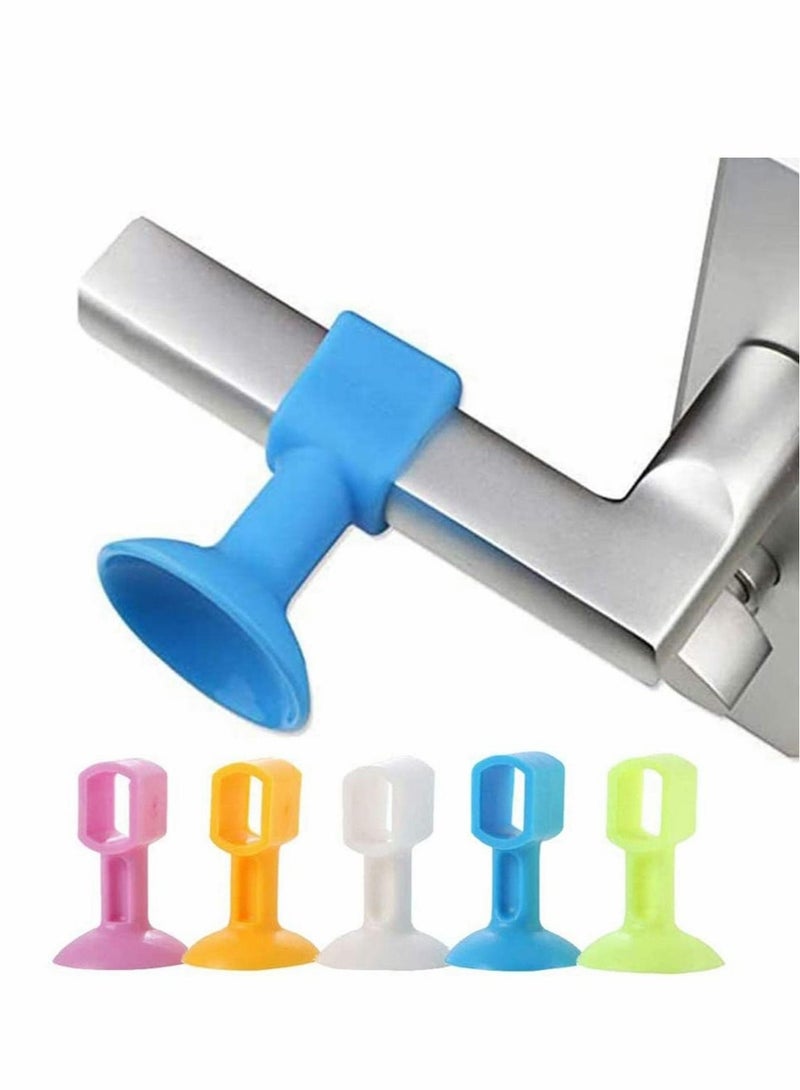 Captaintech Basic Outline Door Stop Buffer Bumper Clear Rubber Door stopper Easy to Install Silicone Lever Door Handle Stopper Protect Walls Glass and Furniture from Damage Door Slam Stoppers pack of 10 - Image 1