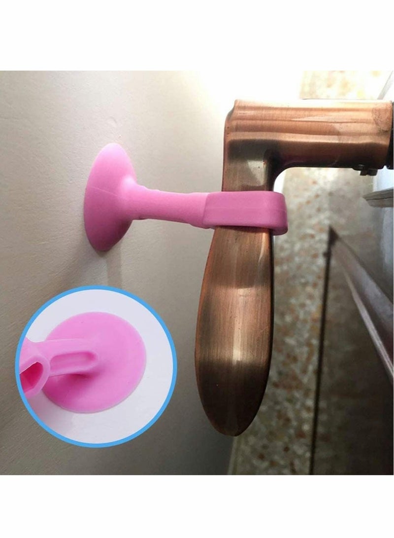 Captaintech Basic Outline Door Stop Buffer Bumper Clear Rubber Door stopper Easy to Install Silicone Lever Door Handle Stopper Protect Walls Glass and Furniture from Damage Door Slam Stoppers pack of 10 - Image 5