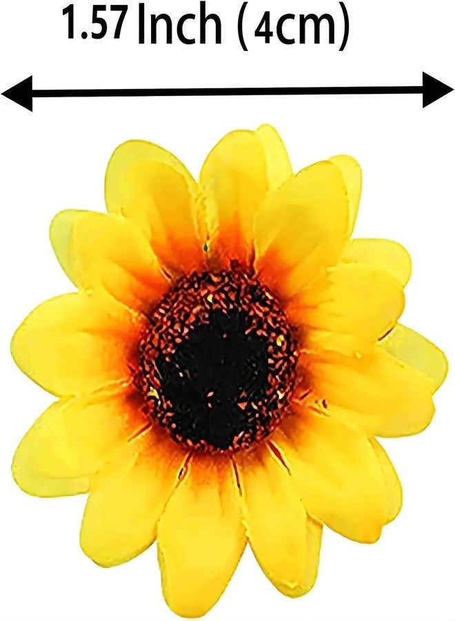 Jizlan 100Pcs Yellow Artificial Mini Fake Sunflower Cute Flower Decorative Fabric Flowers Craft Floral Embellishments for Wedding Wreaths Artificial Flowers Hair Accessories - Image 2
