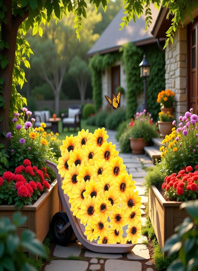 Jizlan 100Pcs Yellow Artificial Mini Fake Sunflower Cute Flower Decorative Fabric Flowers Craft Floral Embellishments for Wedding Wreaths Artificial Flowers Hair Accessories - Image 3