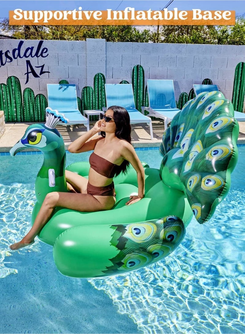 Zikra Inflatable Peacock Pool Float - Giant Pool Green Peacock Ride on Raft for Swimming Pool, Beach Floaties, Party Decoration Toys, inflatable island, Summer Pool Raft Lounge for Adults & Kids - Image 4