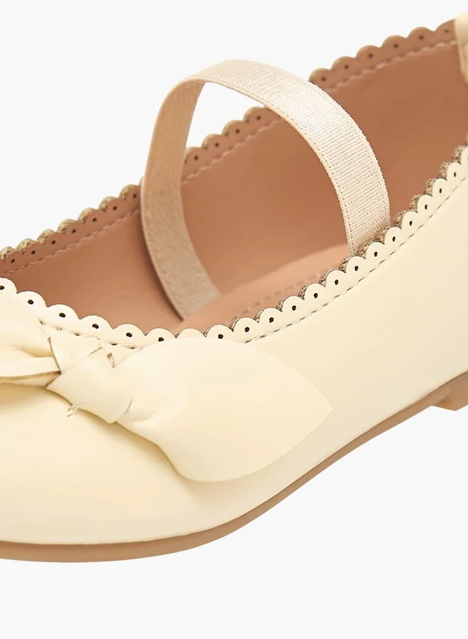 Flora Bella By Shoexpress Girls Textured Ballerina Shoes With Elastic And Bow Detail