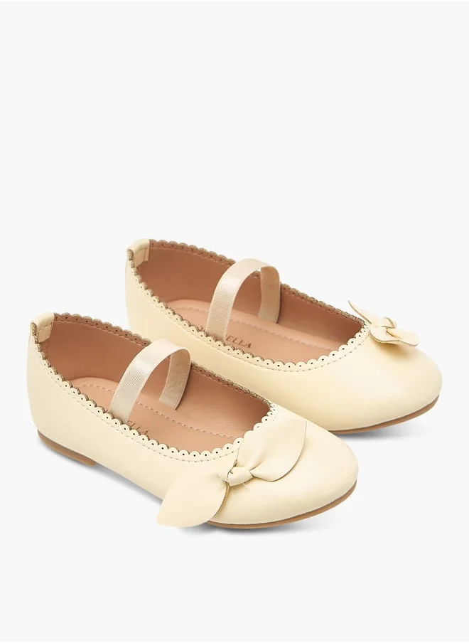 Flora Bella By Shoexpress Girls Textured Ballerina Shoes With Elastic And Bow Detail