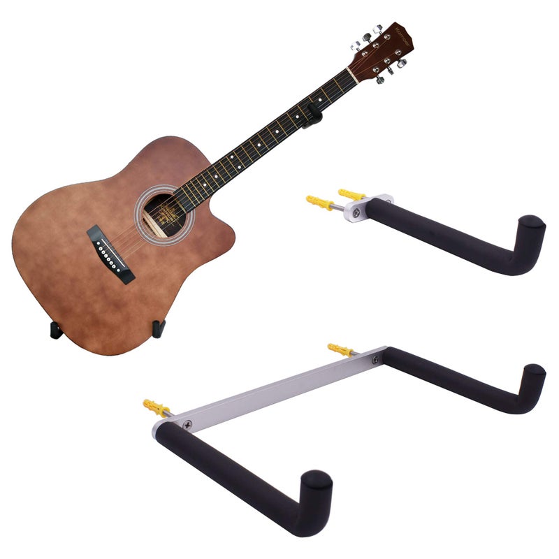 YYST Guitar Wall Mount Holder Tilt Display for Electric and Thin Body Guitars, Ukulele, Bass, Banjo at A Slanted Angle Sideways (Horizontal/Sideway Hanger) (No Instrument) - Image 1