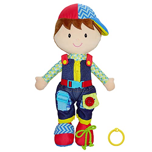 June Garden 155 Dressy Friends Lucas Educational Stuffed Plush Doll for Kids and Toddlers 2 Years and Up Montessori Buckle Soft Toy - Image 1