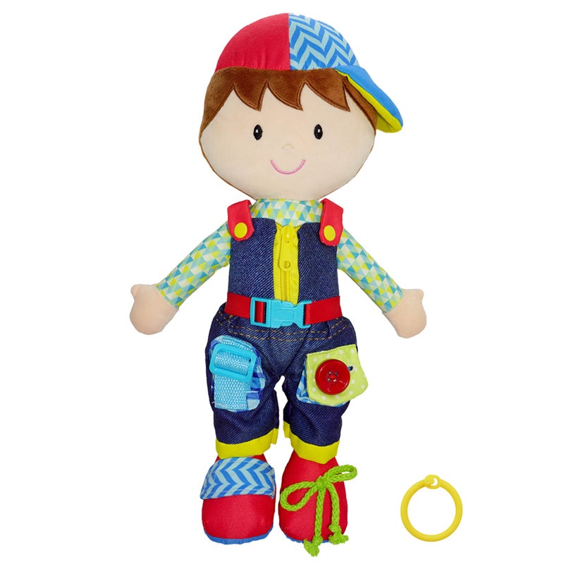 June Garden 155 Dressy Friends Lucas Educational Stuffed Plush Doll for Kids and Toddlers 2 Years and Up Montessori Buckle Soft Toy - Image 2