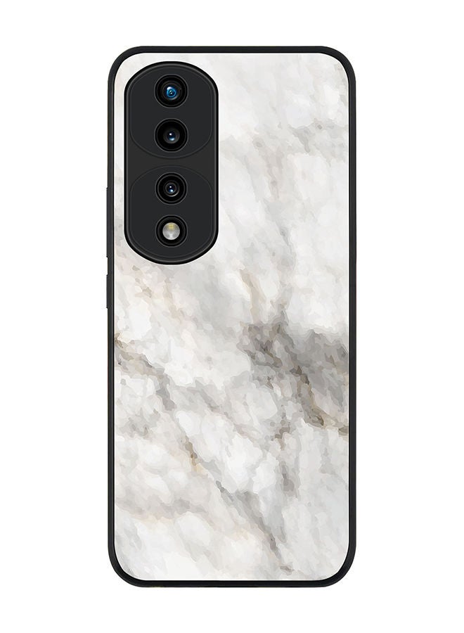 Stylizedd Rugged Black edge case for Honor 70 Pro Slim fit Soft Case Flexible Rubber Edges Anti Drop TPU Gel Thin Cover - Marble Print Beige Grey - Image 1