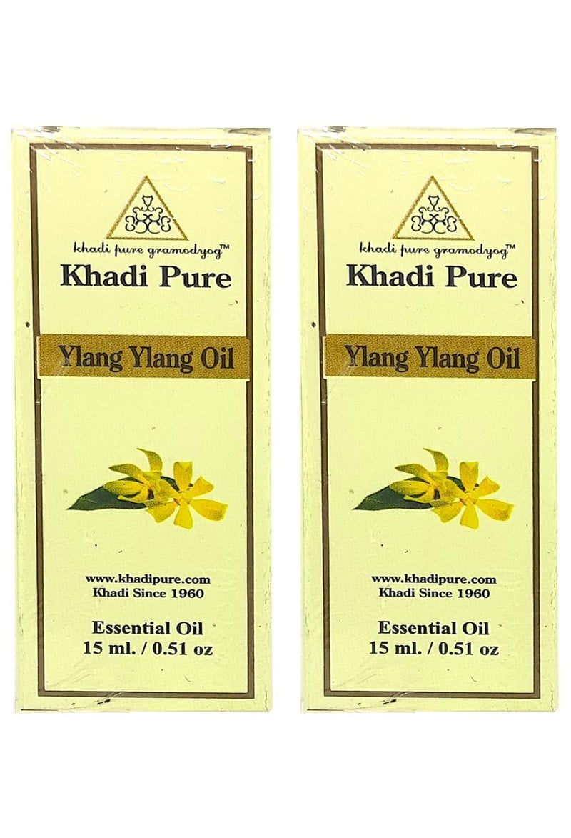 Khadi Pure Herbal Ylang Ylang Essential Oil, 15 ml (Pack of 2) - Image 1