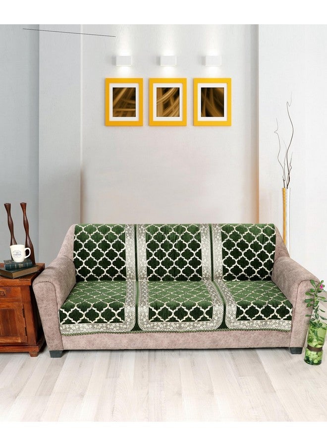 Nendle Modern Velvet Sofa Covers 3 Seater Combined Sofa Seat and Back Cover|Anti-Slip Sofa Covers for Living Room (Green, Pack of 1) - Image 1