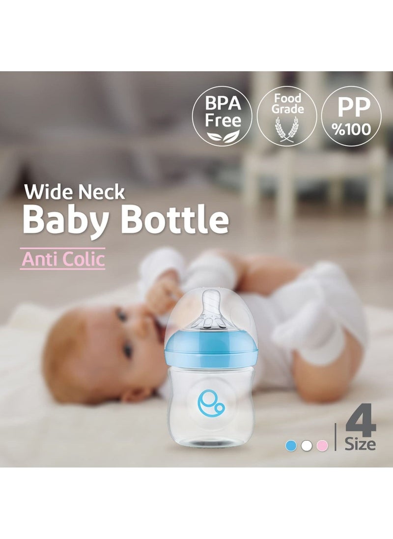 Umomy - Newborn Baby Bottles, PP Anti-Colic Infant Bottles, Silicone Rubber Teat, Wide Neck Breast-Like Nipple, BPA Free Slow Flow, Pink, 60ml - Image 1