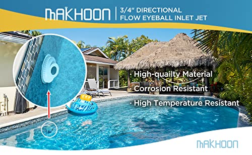 MAKHOON 3/4" Directional Flow Eyeball Inlet Jet for Compatible with Hayward SP1419D with 1-1/2" MIP Threa White Opening Hydrostream Return Jet Replacement Part(6 Pack) - Image 4