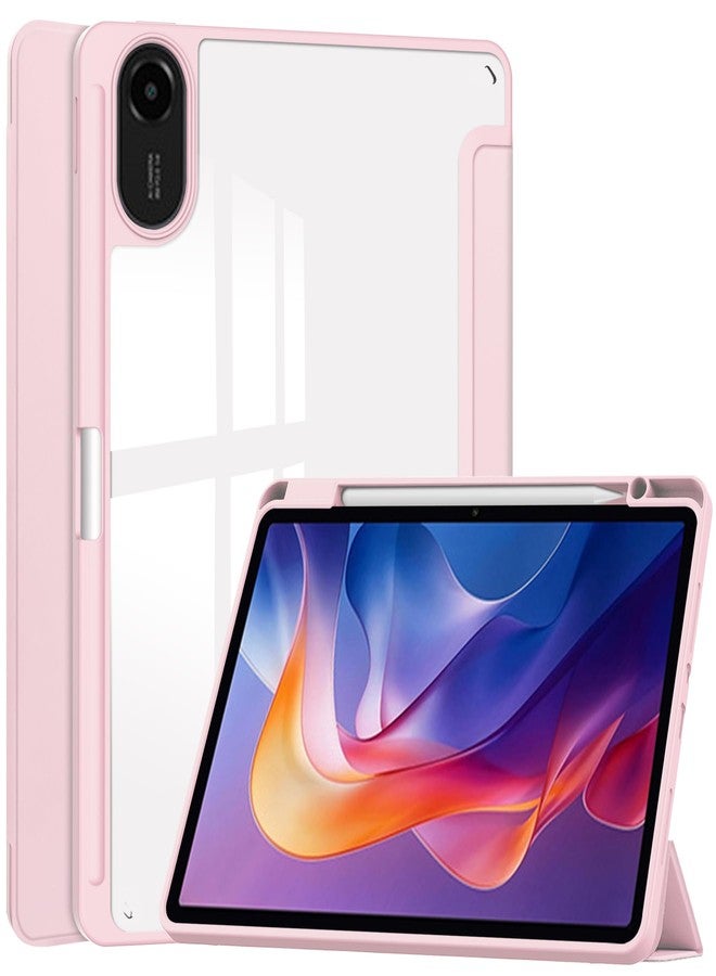 Gylint جراب Gylint لجهاز Xiaomi Redmi Pad 2 مقاس 11 بوصة (2025)، غطاء نحيف هجين [حامل قلم مدمج] غطاء مقاوم للصدمات مع غطاء خلفي شفاف لجهاز Xiaomi Redmi Pad 2 باللون الوردي - Image 1