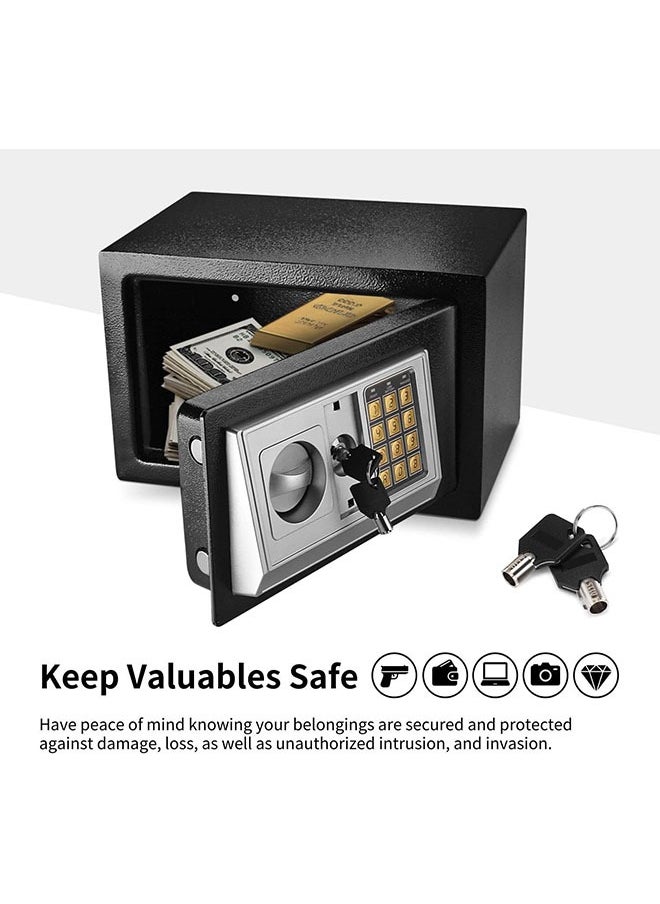 Arabest Mini Electronic Deluxe Digital Security Safe With Electronic Keypad Lock And Physical Key For Home Office Cash Storage (Black)  - Image 2