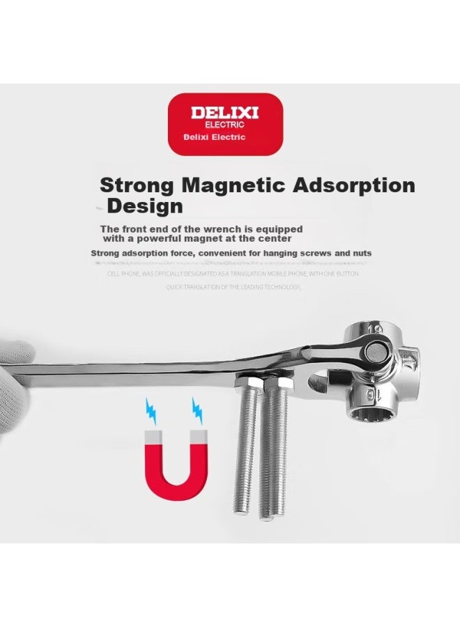 Delixi Delisai Multi-function Socket Wrench Set Eight-in-one Universal Wrench 12-19mm Multi-purpose Tool - Image 4