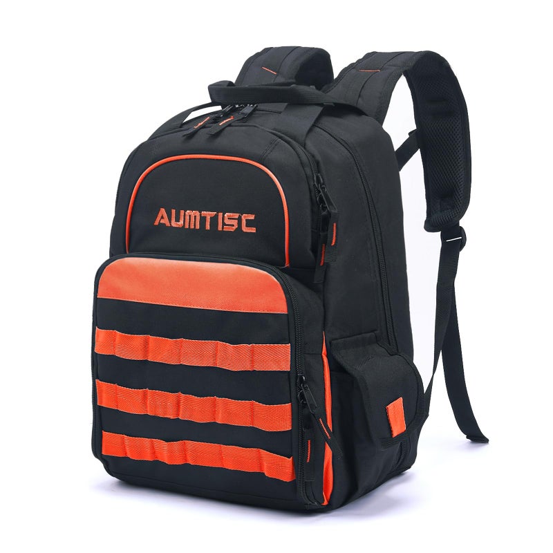 AUMTISC Tool Bag Backpack for Men HeavyDuty Tools Storage Organizer Work Bags Backpack for Construction Jobsite Electrician Industrial Repairman and HVAC Techs Orange - Image 2