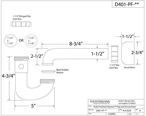 Westbrass D401PF26 Decorative Styrene PTrap Polished Chrome - Image 3