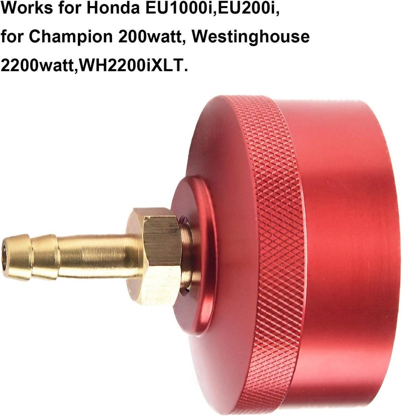 Extended Run Generator Fuel Kit Fuel Gas Cap With Brass Hose For Honda, EU2200i EU2000i EU1000i EU20i Generators With Anodized Finish And Nitrile Gasket For Auxiliary Tank Connection - Image 3