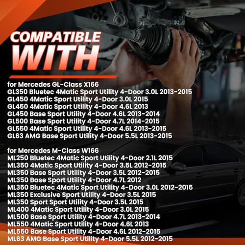 YDMON Air Suspension Compressor Pump, Compatible with Mercedes GL-Class X166 GL 350 GL450 GL500 GL550 M-Class W166 ML250 ML 350 2013 2014 2015, Automotive Replace Part 1663200104 1663200204 - Image 3