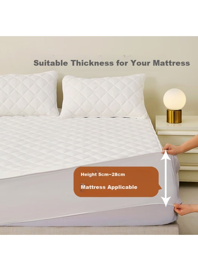Mlily Antibacterial Waterproof Mattress Protector Cover With 30% Soybean Class A Cotton Mattress Cover Dream Protection 1.5m Bed Soft Milky White - Image 3