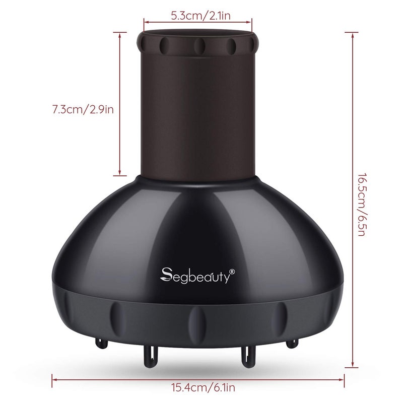 Segbeauty Hair Diffuser for Curly Hair, Upgraded Adjustable Air Flow, Deep Bowl, Professional Salon Frizz-free Fast Dry Diffuser Attachment with 1.57"-1.97" Nozzle, Black - Image 5
