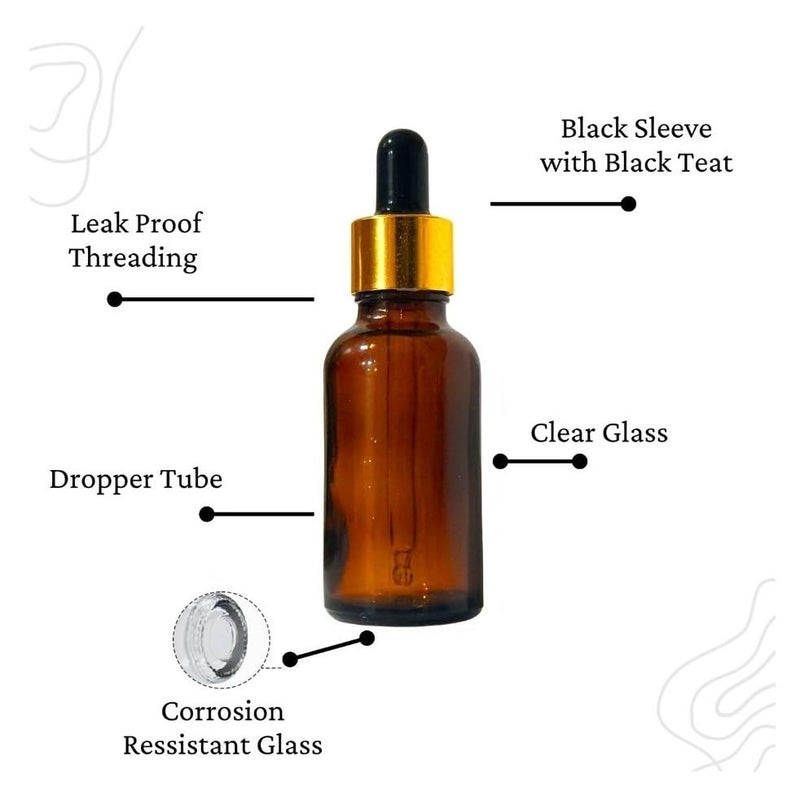 VOW 15 ML Amber Round Empty Glass Bottle Glass Dropper Golden Ring Silicone Black Teat Refillable Reusable Leak Proof for Essential Oils PerfumesPack of 9 - Image 3