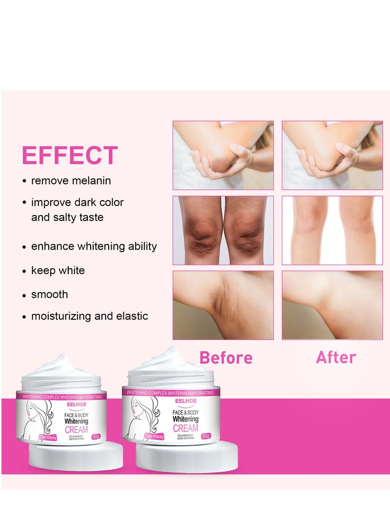 إيلهو كريم تبييض الوجه والجسم ، كريم تبييض دائم للبشرة الداكنة ، كريم تفتيح للبشرة الداكنة ، كريم تبييض ، كريم تبييض البشرة الداكنة يبيض ويضيء جسم الإبط 30G - Image 4