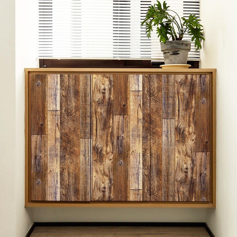 Yun-aeon Brown Wood Peel and Stick Wallpaper 17.3" X 120"Coffee Brown PVC Self Adhesive Wood Wall Peel and Stick Paper for Wall Covering Furniture Countertop Kitchen Christmas DIY - Image 3