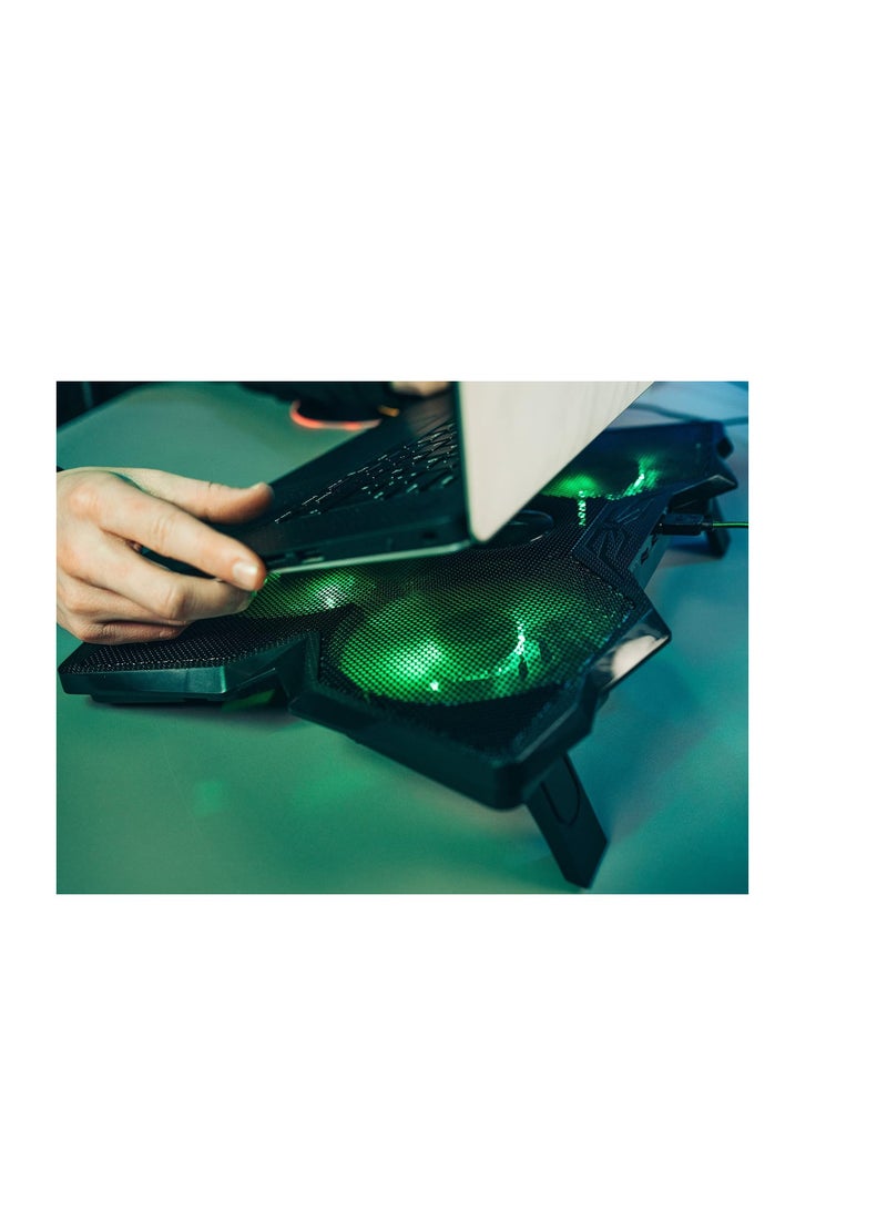 SureFire Bora Gaming Laptop Cooling Pad, Laptop Cooler 12-17 Inches, Notebook Fan Cooling Pads, Cooling Pad for Laptops up to 17 Inches, External Laptop Fan up to 1200 rpm, Max 26 dBA, Green - Image 4