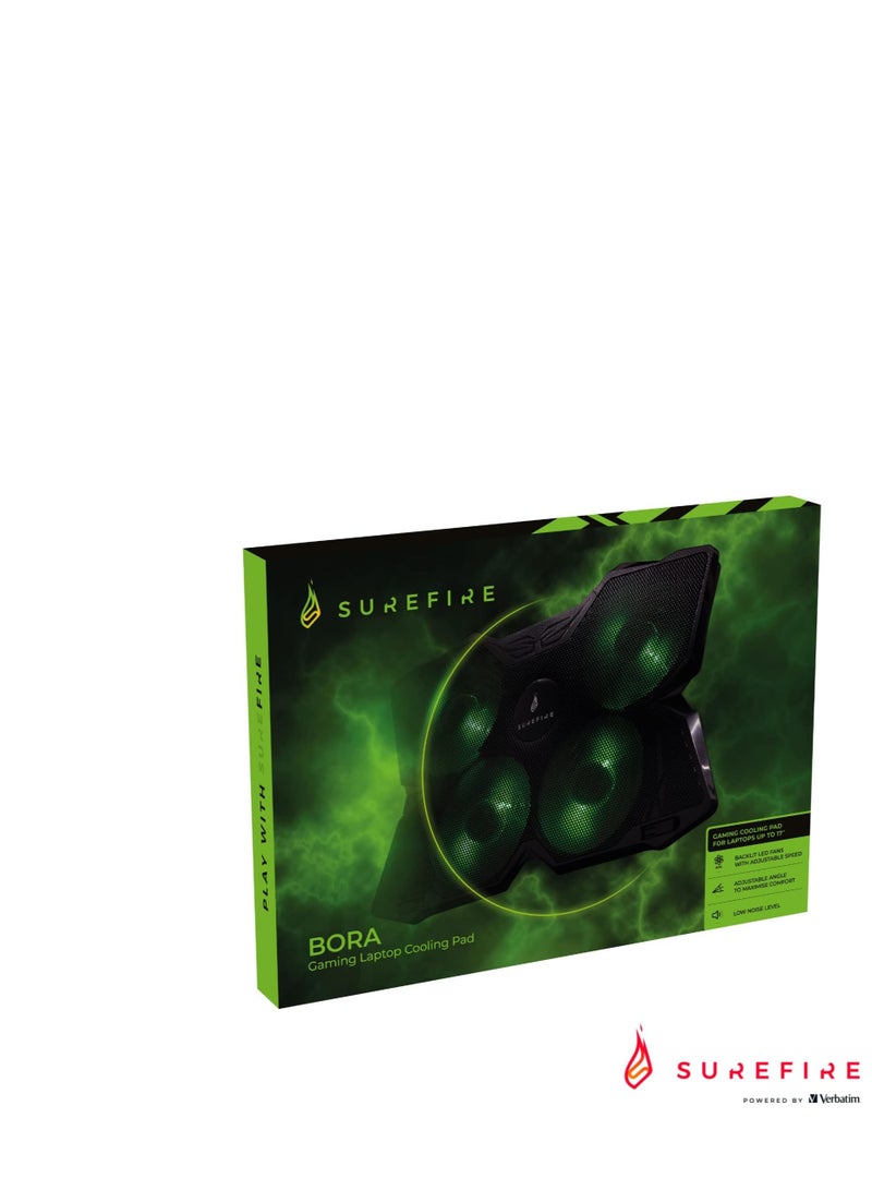 SureFire Bora Gaming Laptop Cooling Pad, Laptop Cooler 12-17 Inches, Notebook Fan Cooling Pads, Cooling Pad for Laptops up to 17 Inches, External Laptop Fan up to 1200 rpm, Max 26 dBA, Green - Image 5