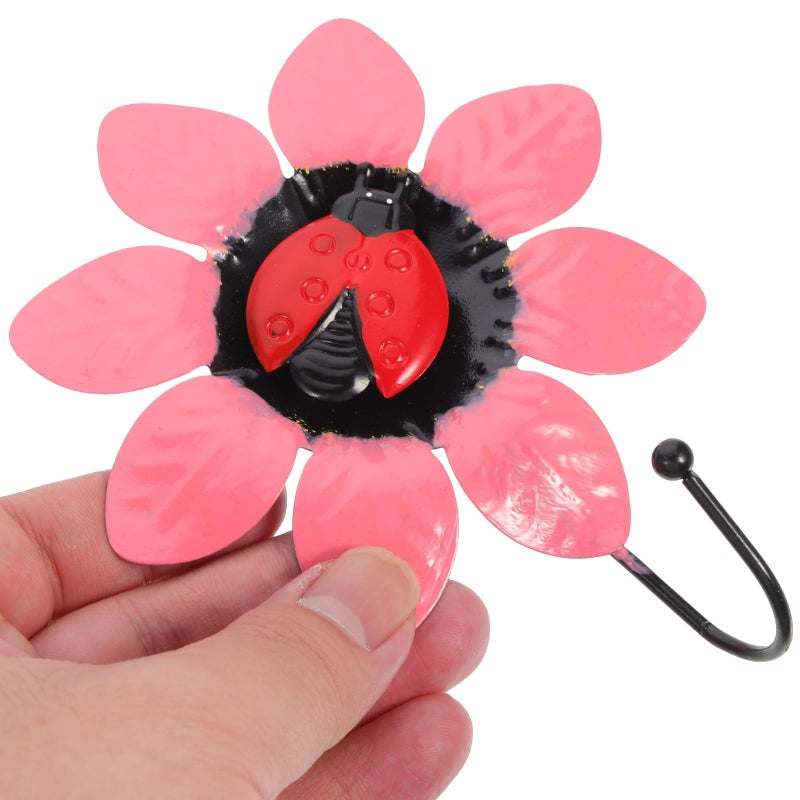 خطاف معطف معدني وردي مثبت على الحائط، علاقة زخرفية على شكل زهرة للمناشف والقبعات، للمدخل أو المطبخ - Image 4