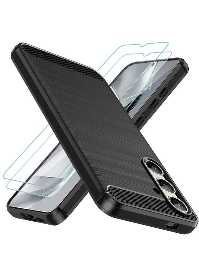 Osophter for Galaxy S24 FE Case: with 2pcs Screen Protector Shock-Absorption Flexible TPU Rubber Protective Cover for Samsung Galaxy S24 FE Phone Case(Black) - Image 1