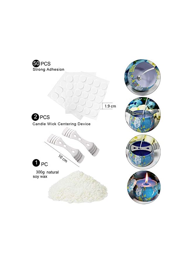 The Bros طقم صنع الشموع، أدوات حرفية لصنع الشموع من شمع الصويا بما في ذلك وعاء صب الشموع، فتائل الشموع، ملصقات الفتائل، حامل فتائل الشموع ذو 3 ثقوب، شمع الصويا الطبيعي وملعقة - Image 4