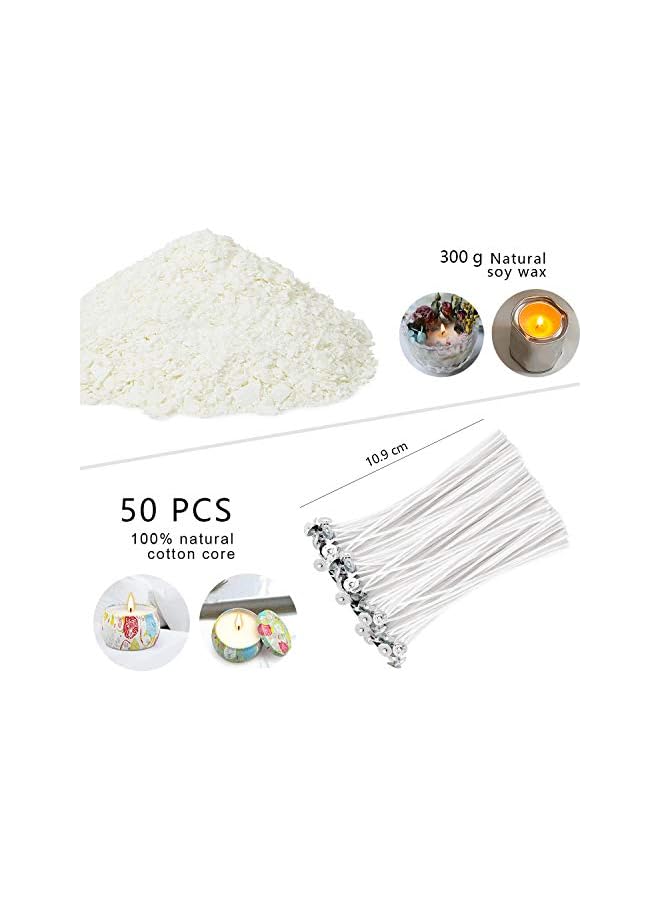 The Bros طقم صنع الشموع، أدوات حرفية لصنع الشموع من شمع الصويا بما في ذلك وعاء صب الشموع، فتائل الشموع، ملصقات الفتائل، حامل فتائل الشموع ذو 3 ثقوب، شمع الصويا الطبيعي وملعقة - Image 3