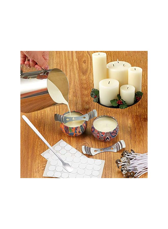 The Bros طقم صنع الشموع، أدوات حرفية لصنع الشموع من شمع الصويا بما في ذلك وعاء صب الشموع، فتائل الشموع، ملصقات الفتائل، حامل فتائل الشموع ذو 3 ثقوب، شمع الصويا الطبيعي وملعقة - Image 5