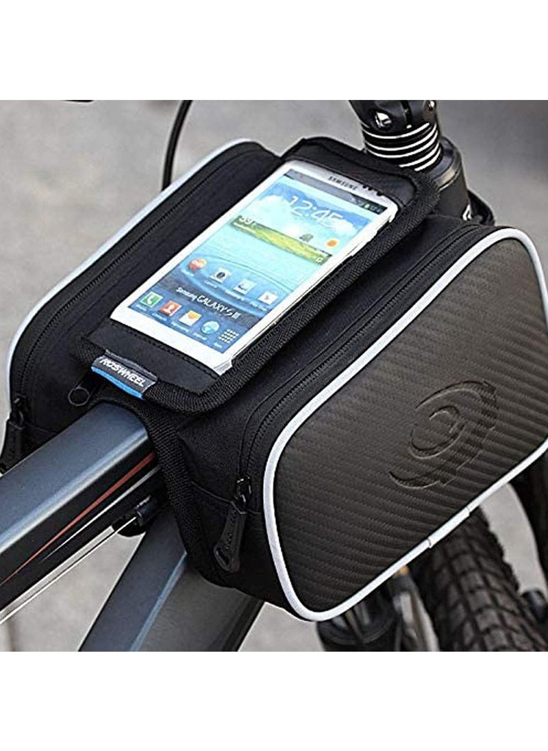 Bicycle Front Frame Touchscreen Phone Bag Mountain Bike Cycling Top Tube Double Pouch Pannier Bag for 5.7 Inch Cell Phone - pzsku/Z6A410D55D6EAF54E651BZ/45/_/1704888435/b49aa69f-061c-42dd-8f08-c356bd036ae1