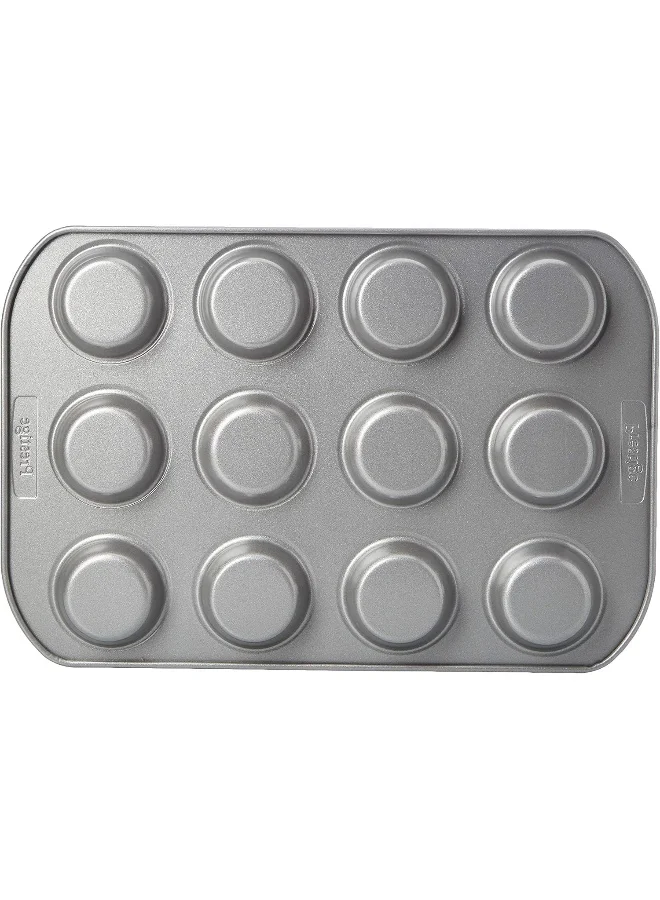 Prestige Prestige Non-Stick Bun Tray, Grey, 12 Cup Chrome 38x25.7x1.7cm