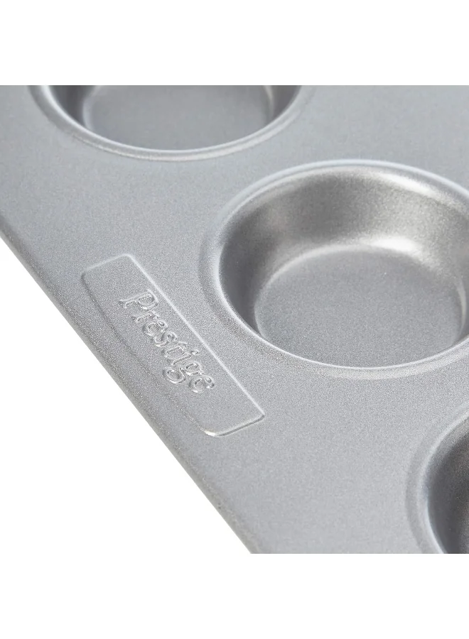 Prestige Prestige Non-Stick Bun Tray, Grey, 12 Cup Chrome 38x25.7x1.7cm